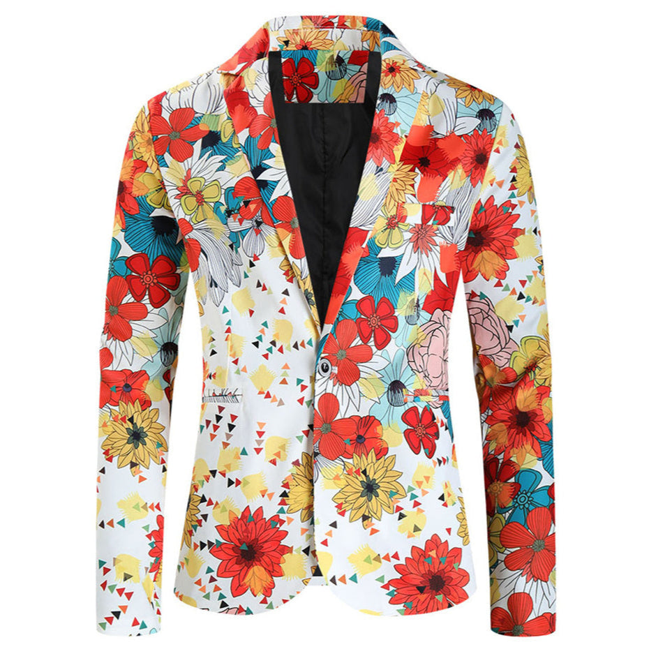 Men's Colorful Floral Blazer #X317 - Blazers | Multicolour / M