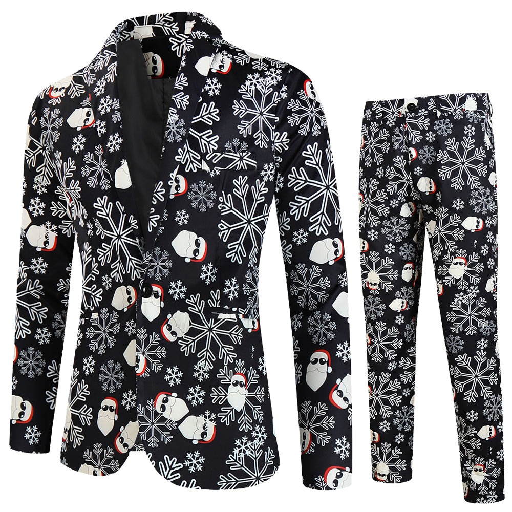 Men's Christmas Printed Suit #2TZ642 - Suits | Black / M
