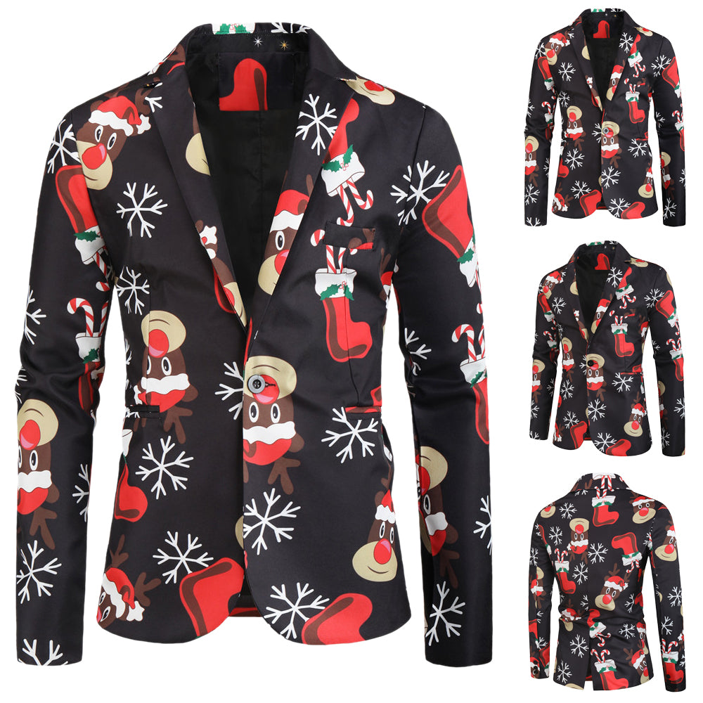 Men's Christmas Print Blazer #X25 - Blazers | Multicolour / M