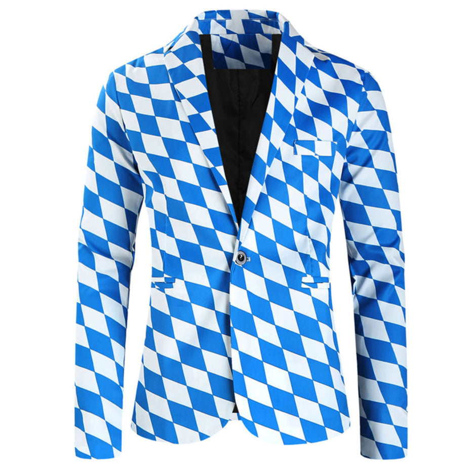 Men's Fresh Checkered Blazer #X195 - Blazers | Sky Blue / M