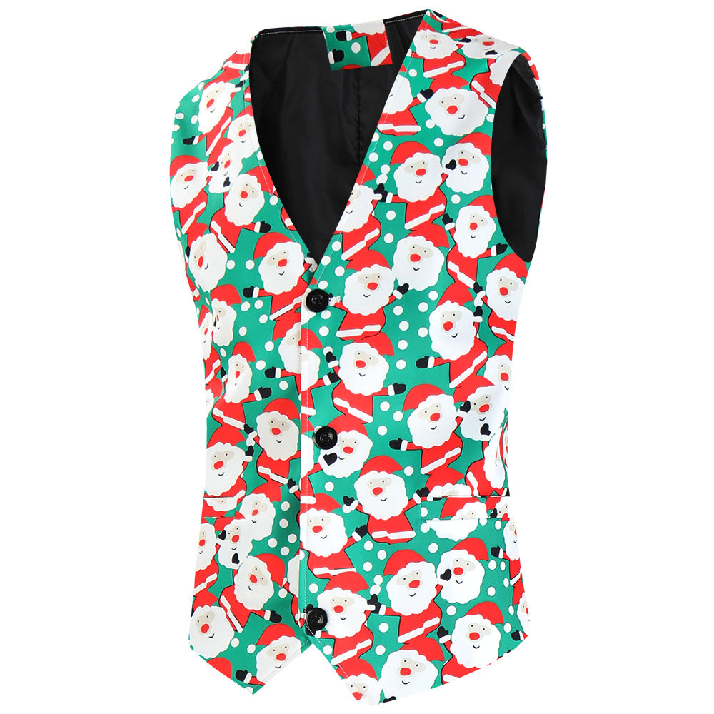 Men's Christmas Printed Vest Suit #2TZMK632 - Suits | Multicolour / M