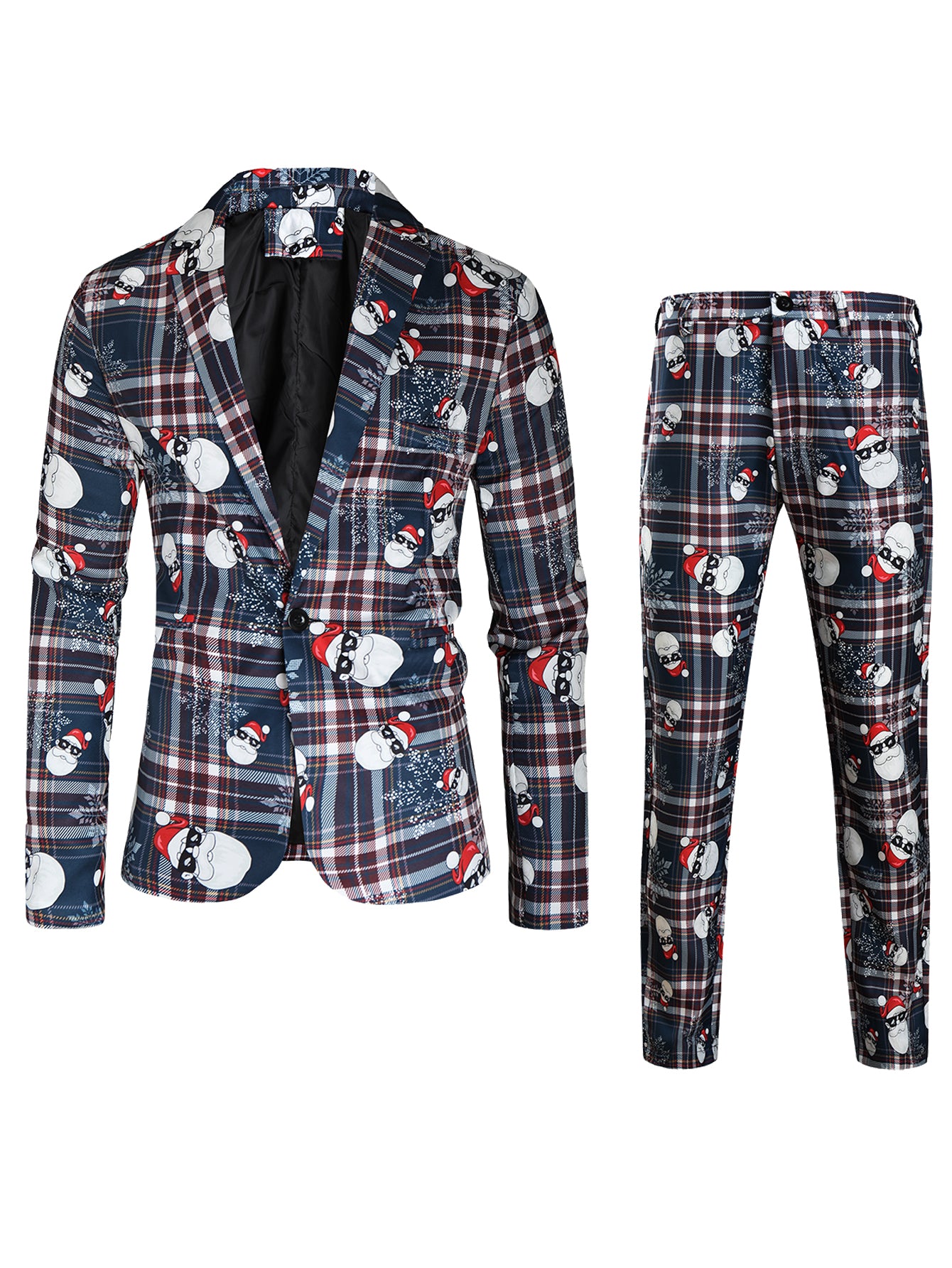 Weihnachtsanzug für Herren – Festlicher Blazer & Hose im Karodesign