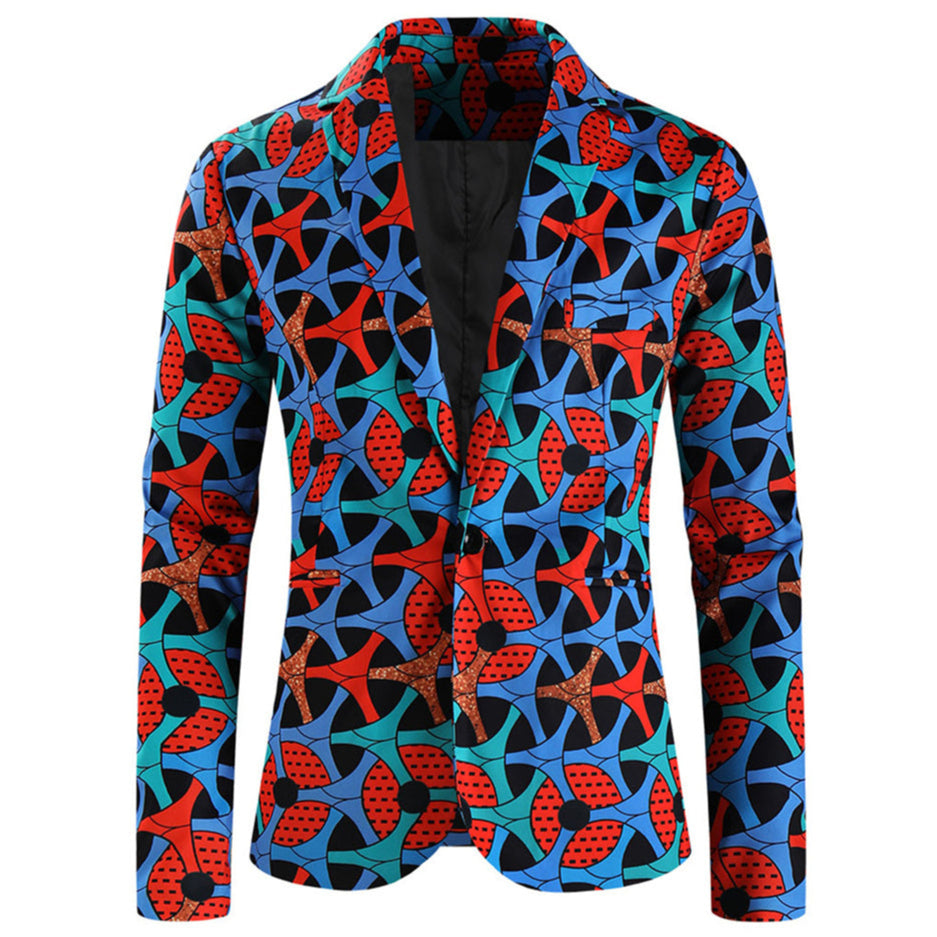 Men's Painterly Print Blazer #X336 - Blazers | Multicolour / M