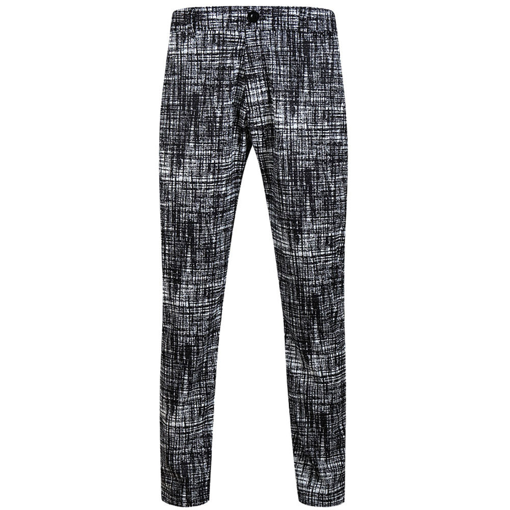 Men's Textured Grid Print Suit #2TZ314 - Suits | Black / M