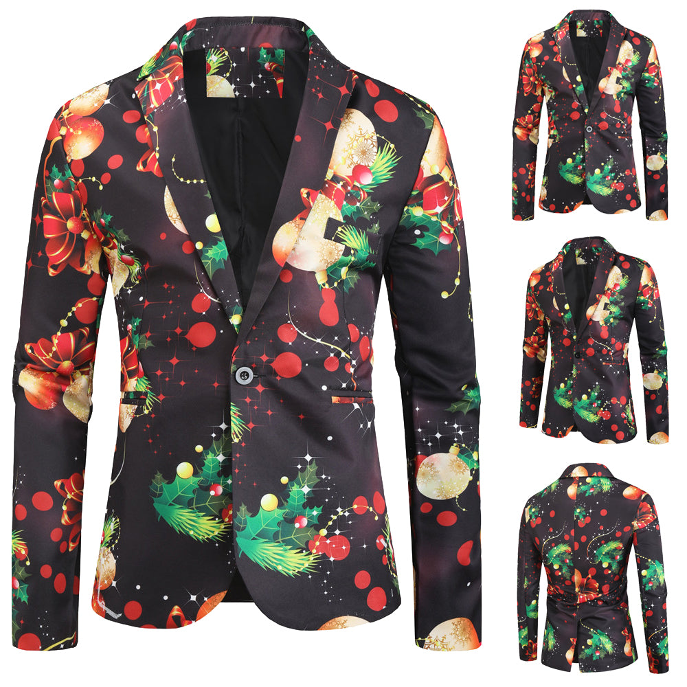 Men's Christmas Print Blazer #X28 - Blazers | Multicolour / M