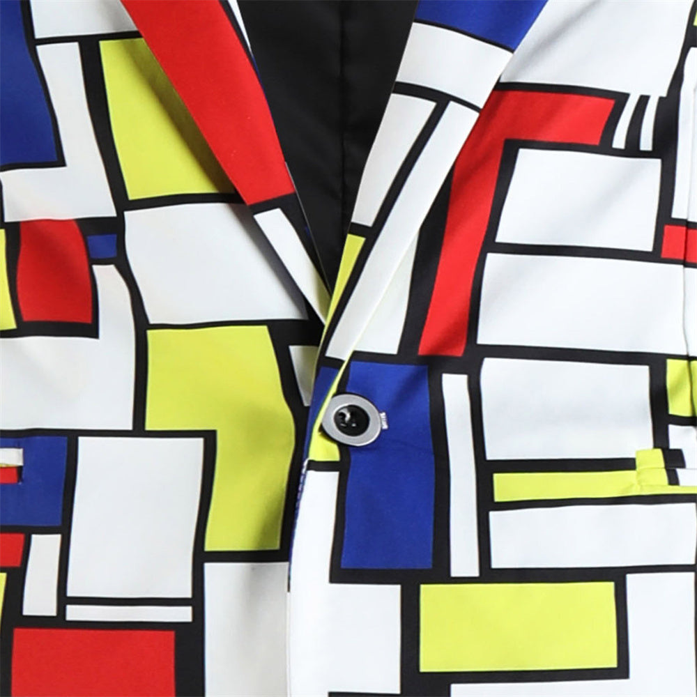 Men's Square Print Suit #2TZ-XX1136 - Suits | Multicolour / M