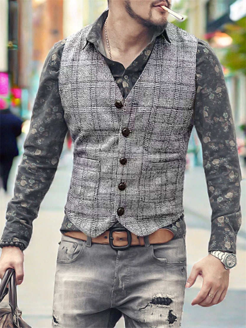 Houndstooth Plaid Vest – Casual Smart Style