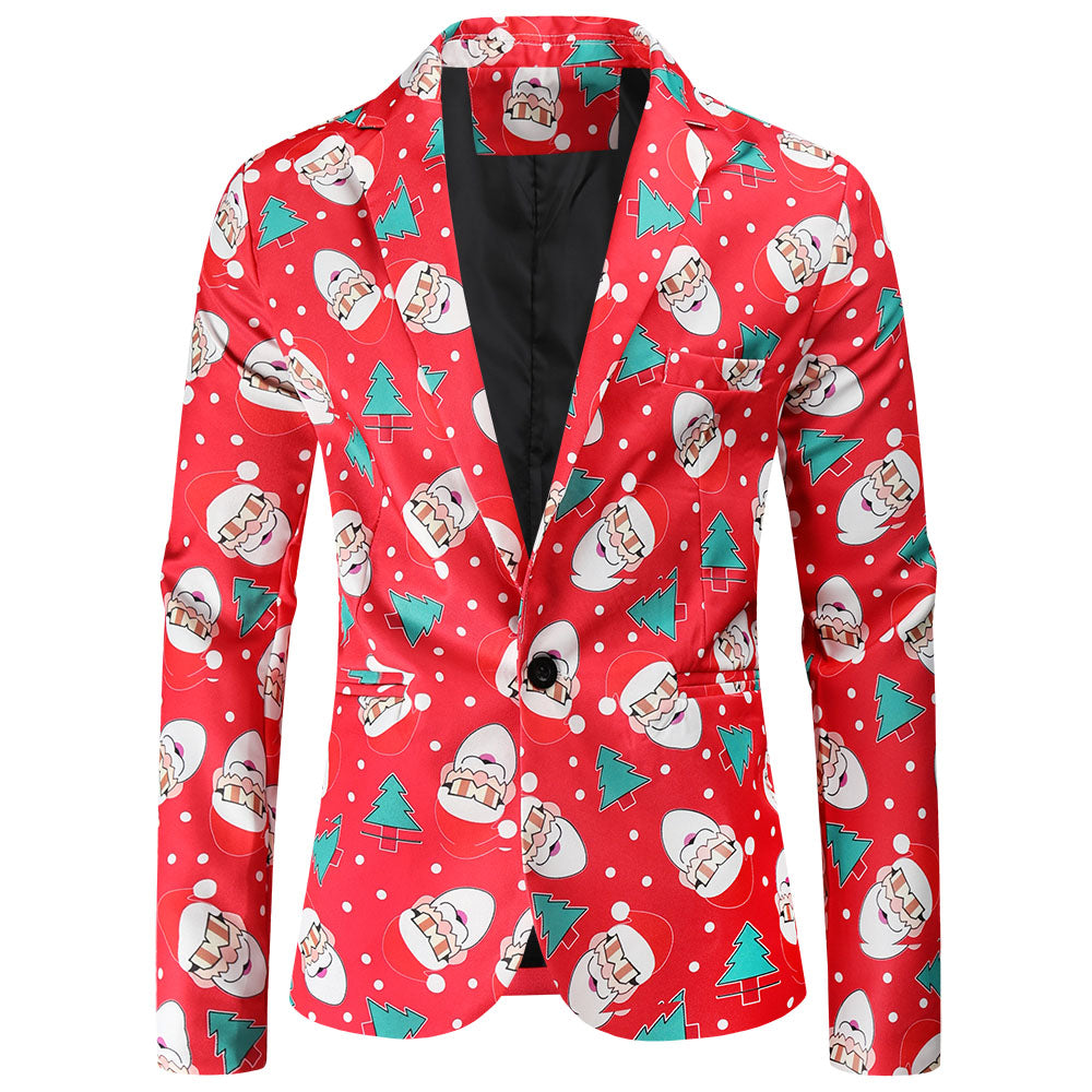 Men's Christmas Print Blazer #X54 - Blazers | Multicolour / M