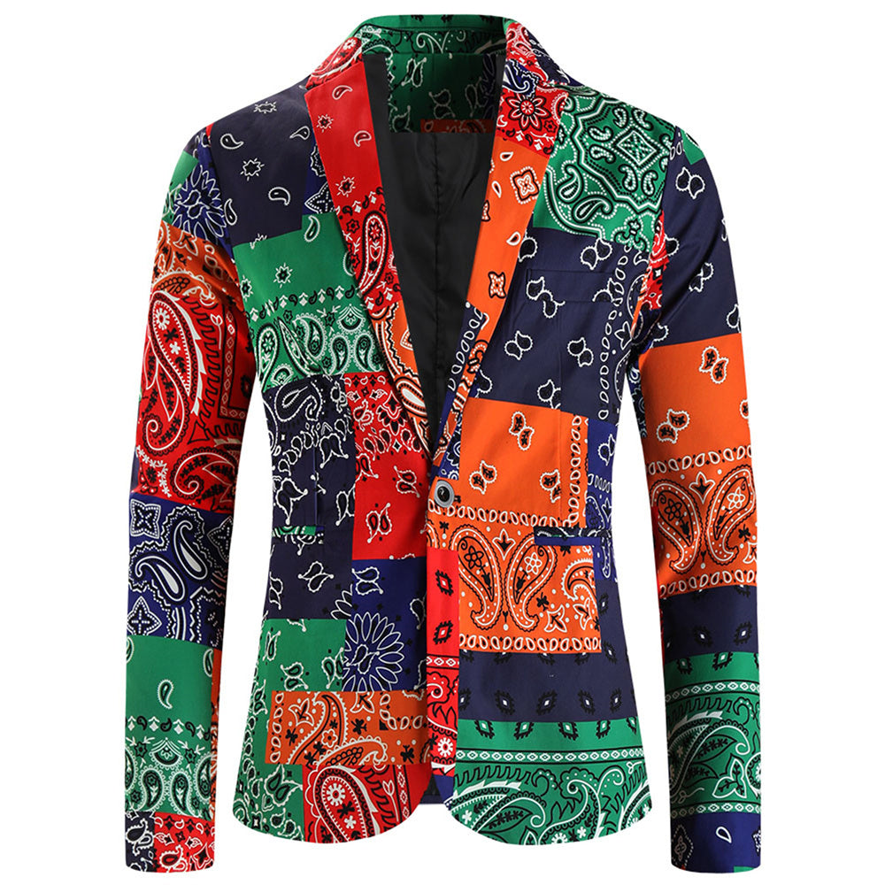 Men's Colorful Printed Blazer #X6104 - Blazers | Multicolour / M