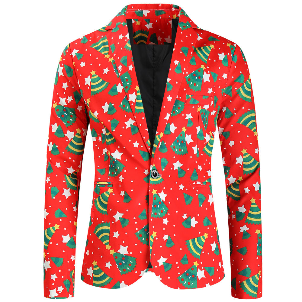 Men's Christmas Print Blazer #X640 - Blazers | Multicolour / M