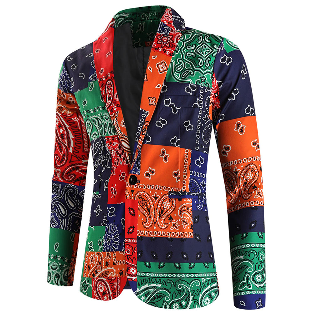 Men's Colorful Printed Blazer #X6104 - Blazers | Multicolour / M