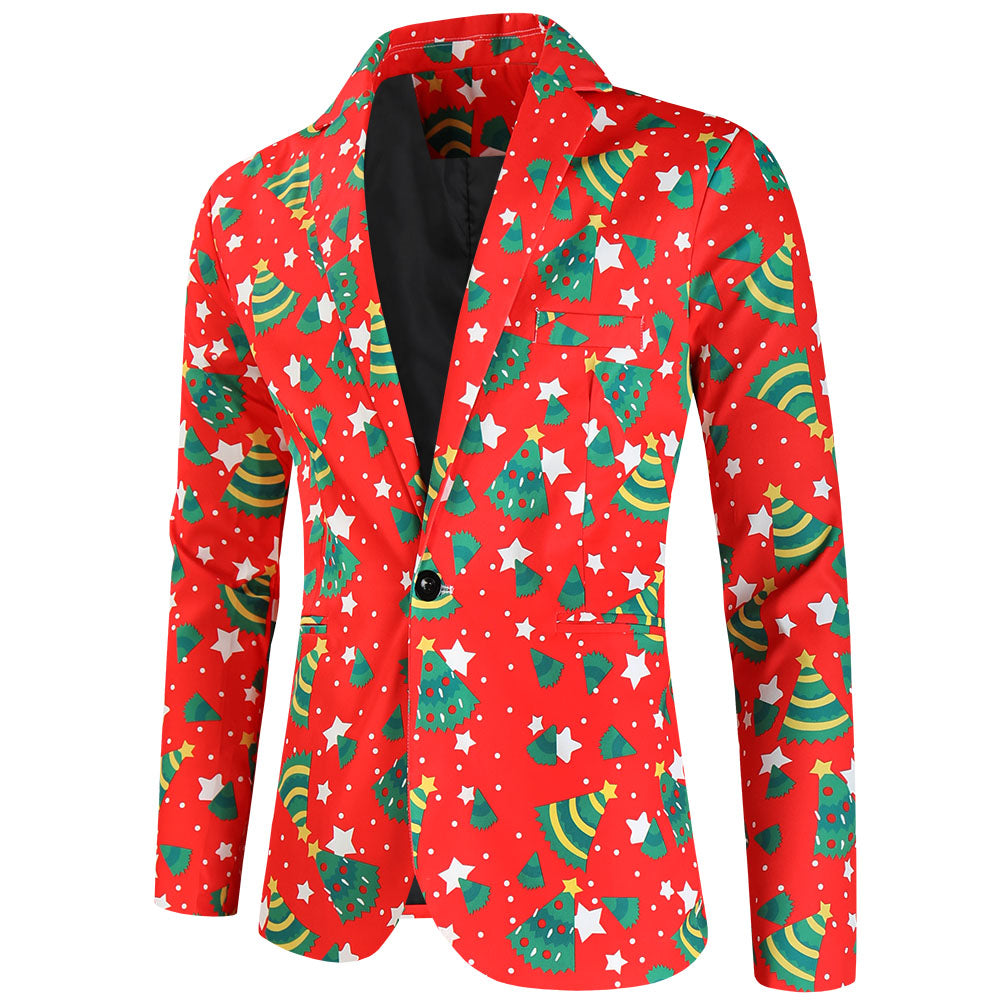Men's Christmas Print Blazer #X640 - Blazers | Multicolour / M