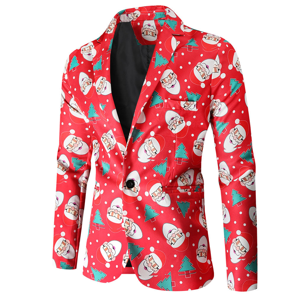 Men's Christmas Print Blazer #X54 - Blazers | Multicolour / M