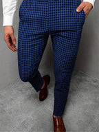 Men's Classic Plaid Pants #XK6032 - Pants | Royal Blue / S