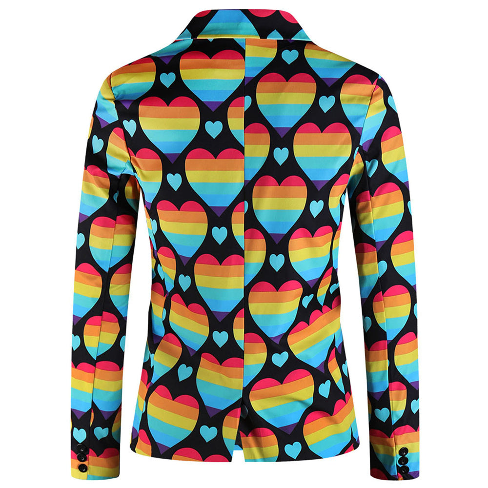 Men's Colorful Heart Print Blazer #X1905 - Blazers | Multicolour / M