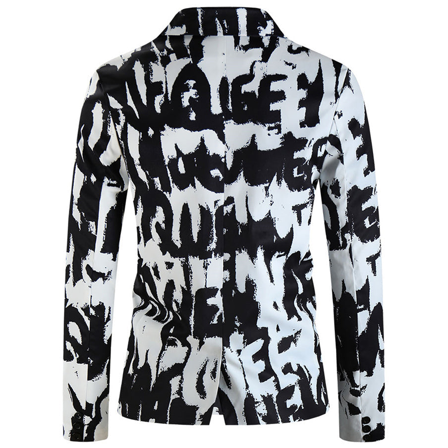 Men's Artistic Print Blazer #X335 - Blazers | Black / M