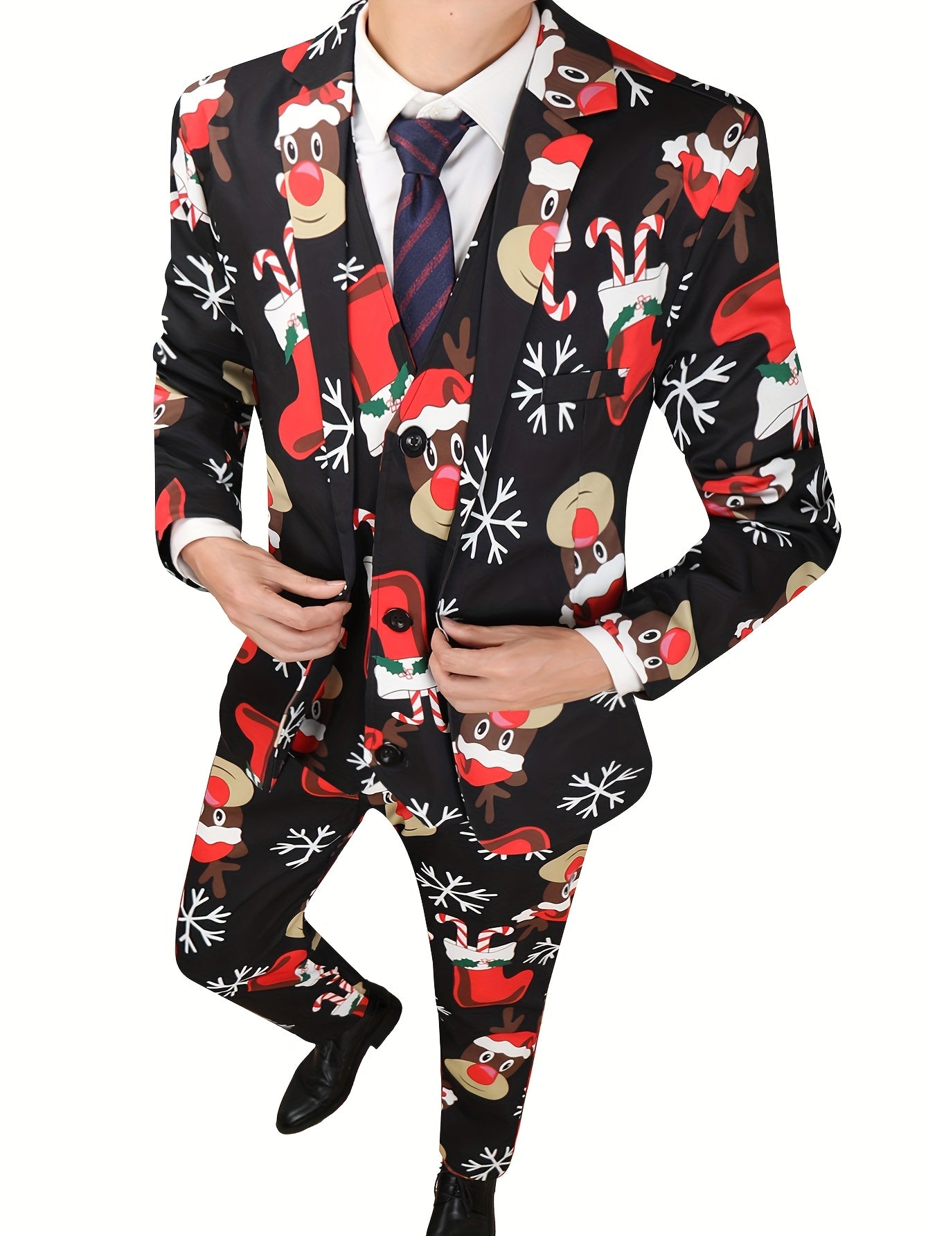 Festive Reindeer Christmas Suit Set for Men