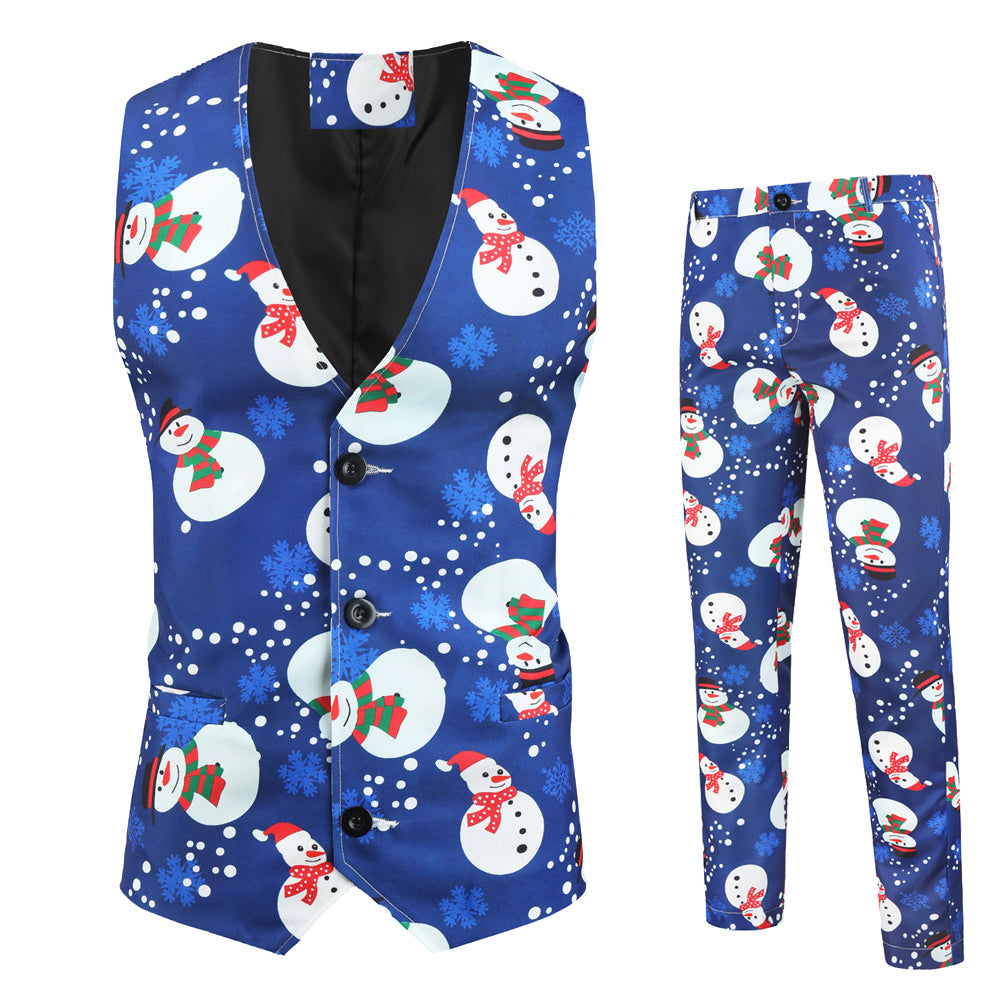 Men's Christmas Snowman Vest Suit #2TZMK23 - Vests | Multicolour / M