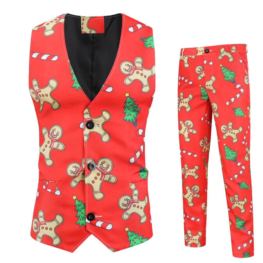 Men's Santa Style Vest Suit #2TZMK26 - Vests | Red / M