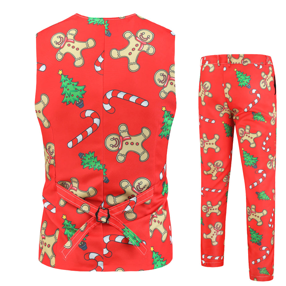 Men's Santa Style Vest Suit #2TZMK26 - Vests | Red / M
