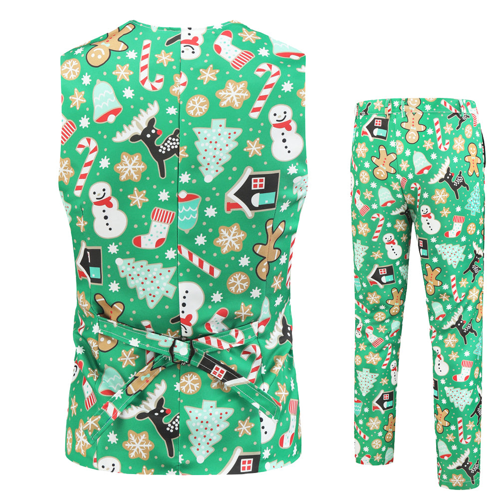 Men's Vibrant Christmas Vest Suit #2TZMK31 - Vests | Green / M