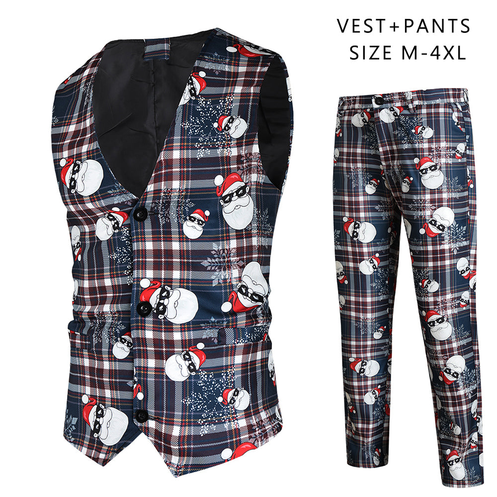 Men's Christmas Plaid Vest Suit #2TZMK34 - Suits | Multicolour / M