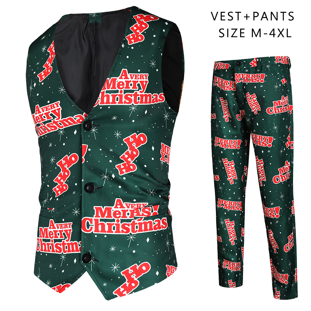 Men's Fashion Printed Vest Suit #2TZMK39 - Suits | Multicolour / M