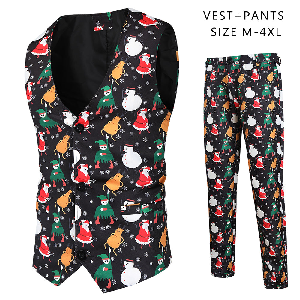 Men's Colorful Printed Vest Suit #2TZMK41 - Suits | Multicolour / M