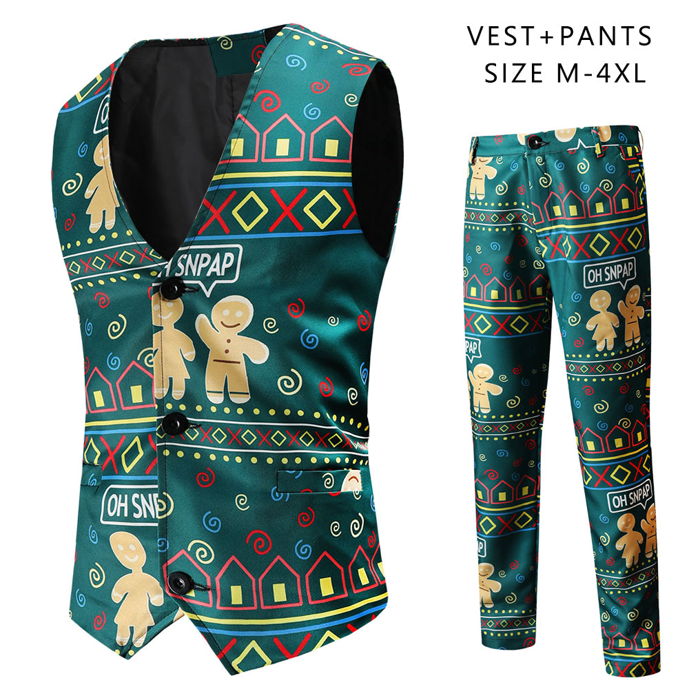 Men's Printed Vest Suit #2TZMK52 - Suits | Multicolour / M
