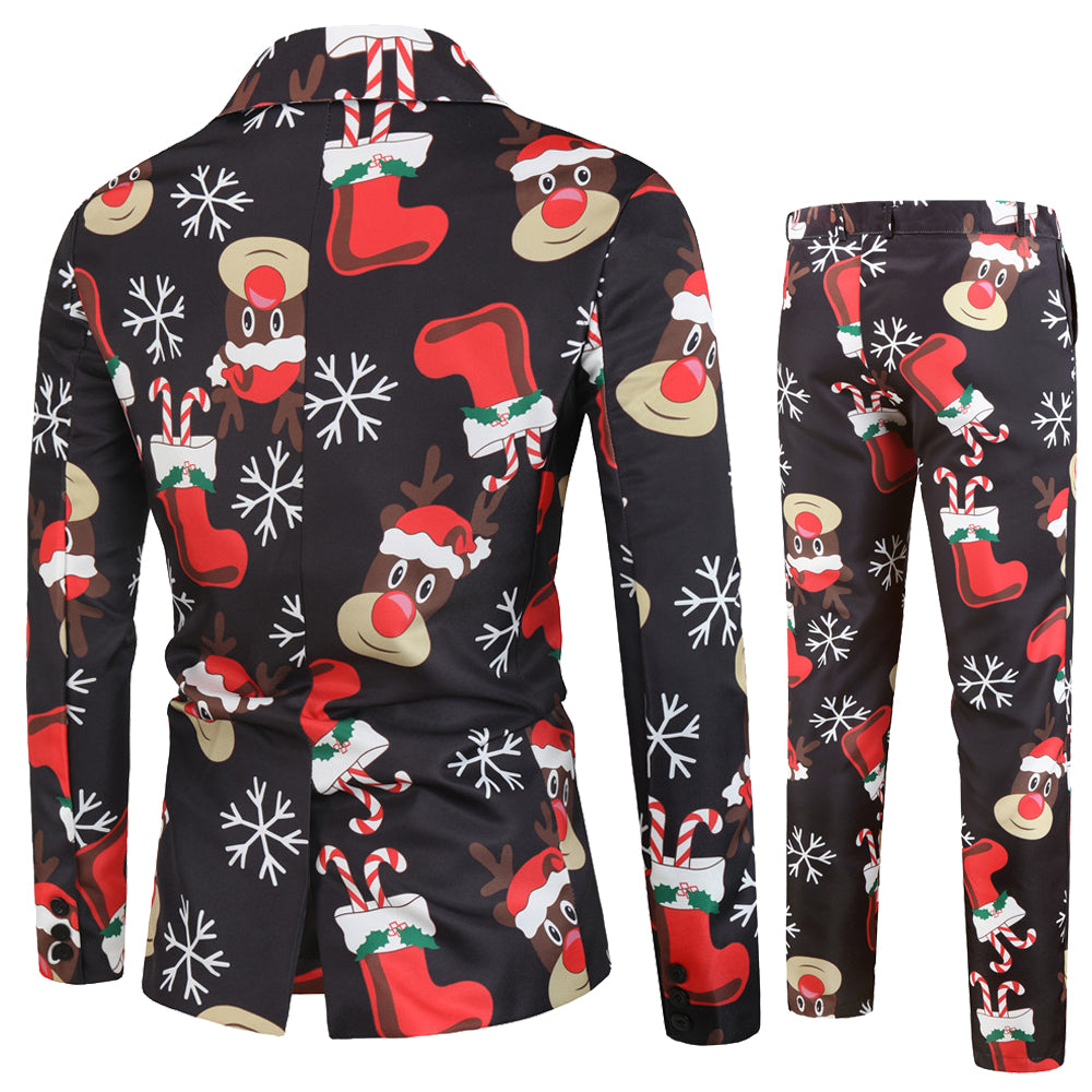 Men's Stylish Christmas Print Suit #2TZ25 - Suits | Multicolour / M