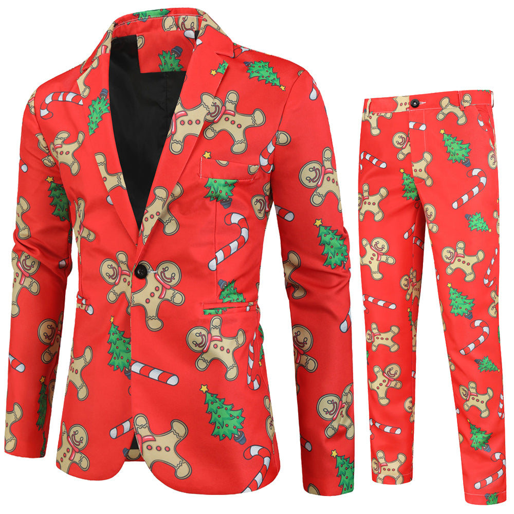 Men's Santa Style Suit #2TZ26 - Suits | Red / M
