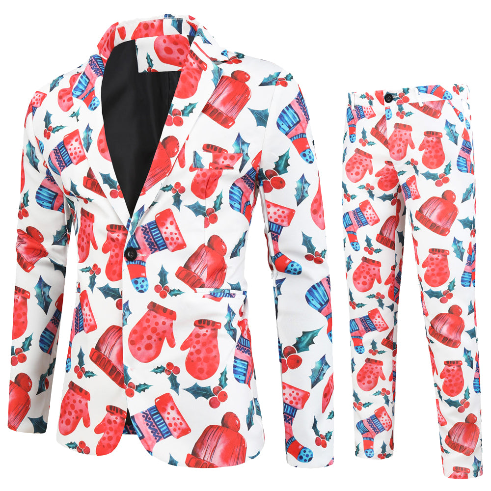 Men's Christmas Bright Print Suit #2TZ30 - Suits | Multicolour / M