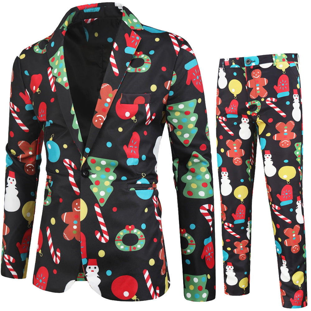 Men's Christmas Printed Suit #2TZ32 - Suits | Multicolour / M