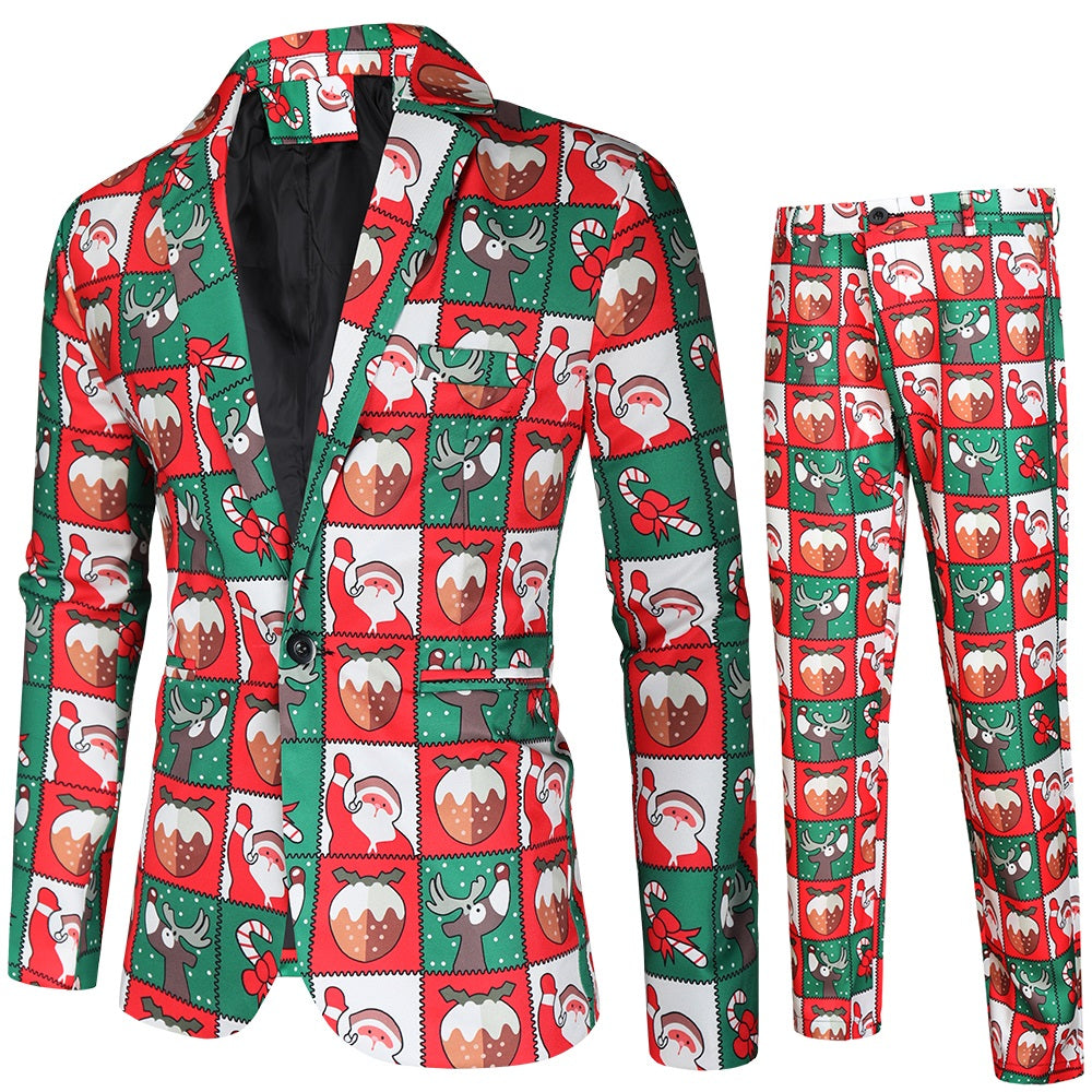 Men's Christmas Print Suit #2TZ37 - Suits | Multicolour / M