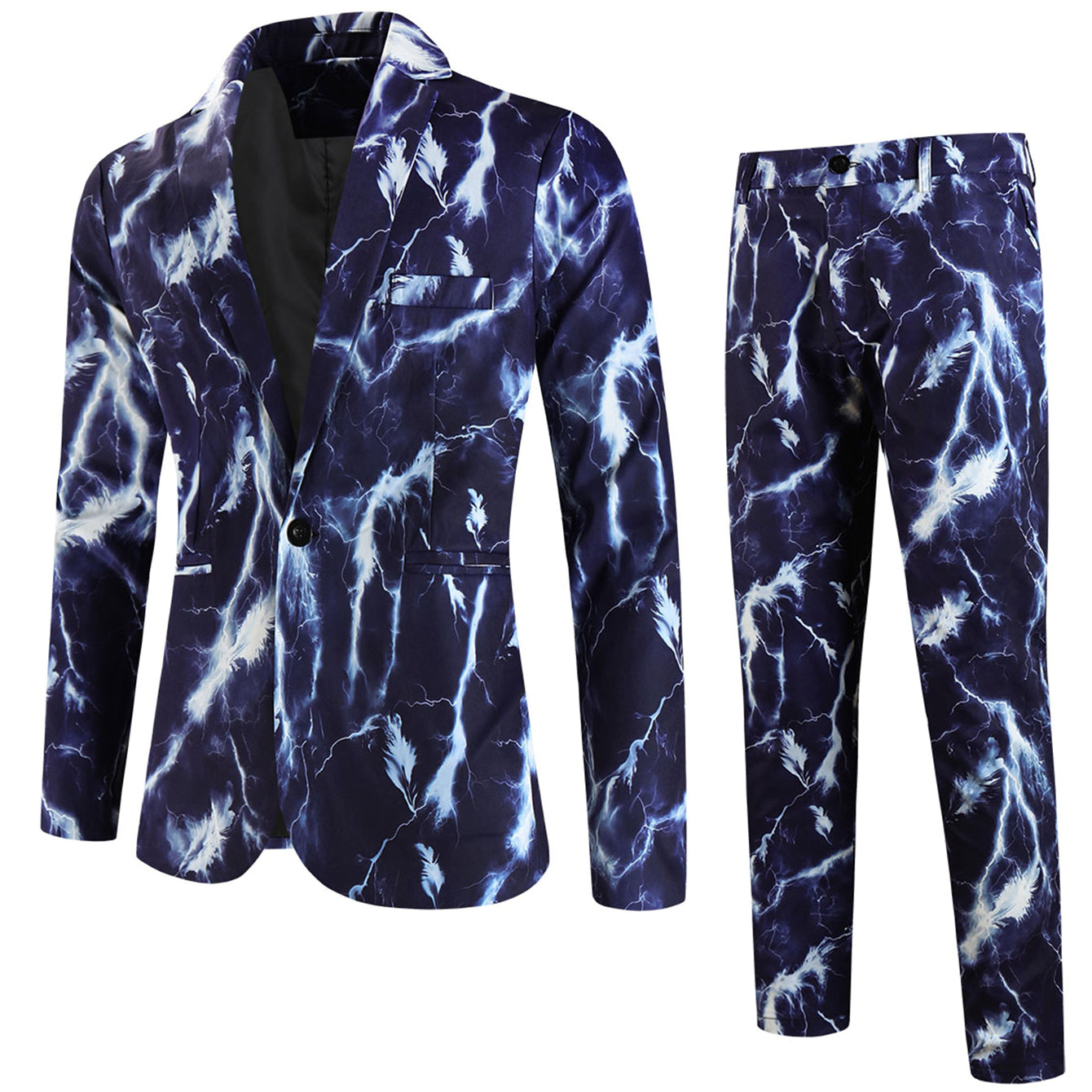 Men's Lightning Print Blazer - Stylish & Comfortable - | Multicolour / M