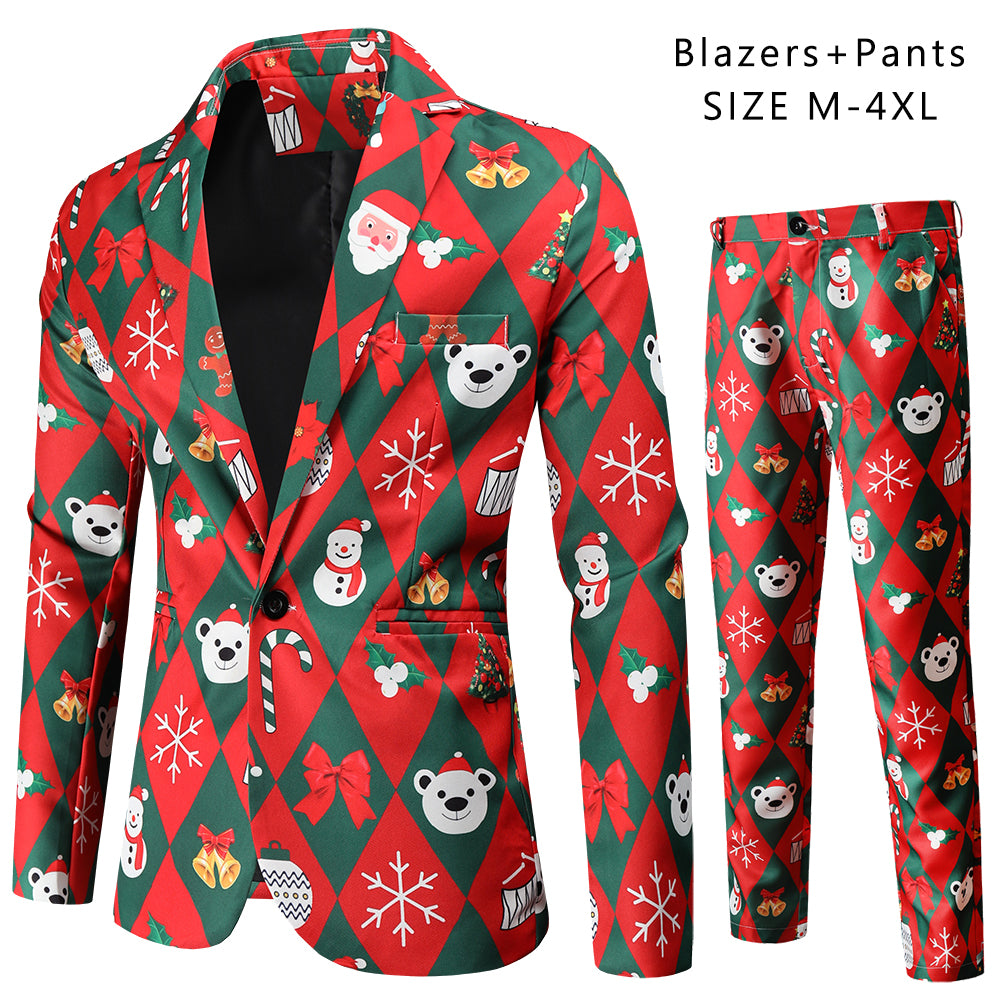 Men's Christmas Printed Suit #2TZ47 - Suits | Multicolour / M