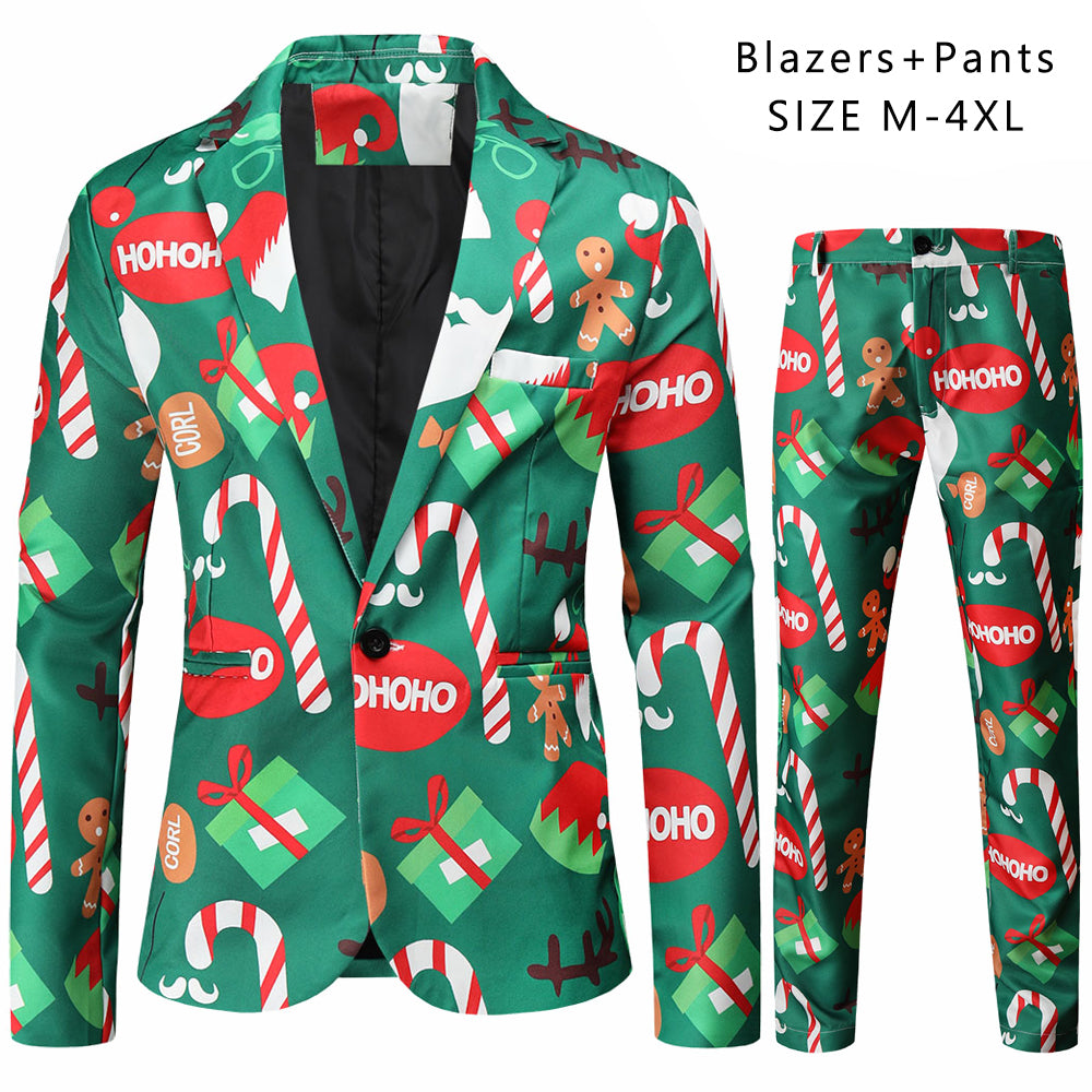Men's Colorful Christmas Print Suit #2TZ50 - Suits | Multicolour / M