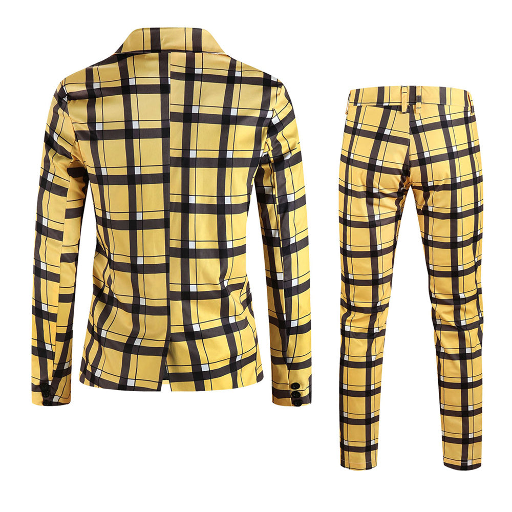 Men’s Checkered Suit #2TZ6020 - Suits | Yellow Plaid / M