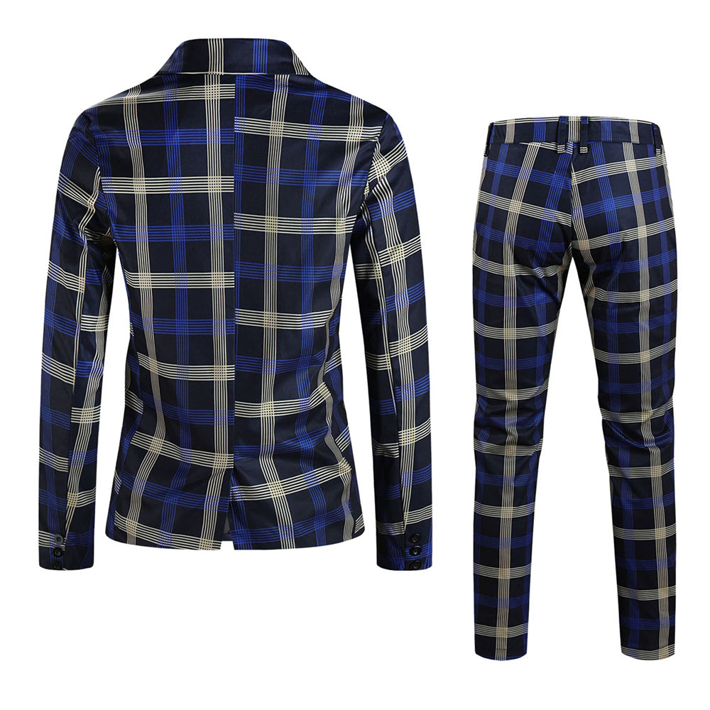 Men's Classic Plaid Suit #2TZ6021 - Suits | Blue Plaid / M