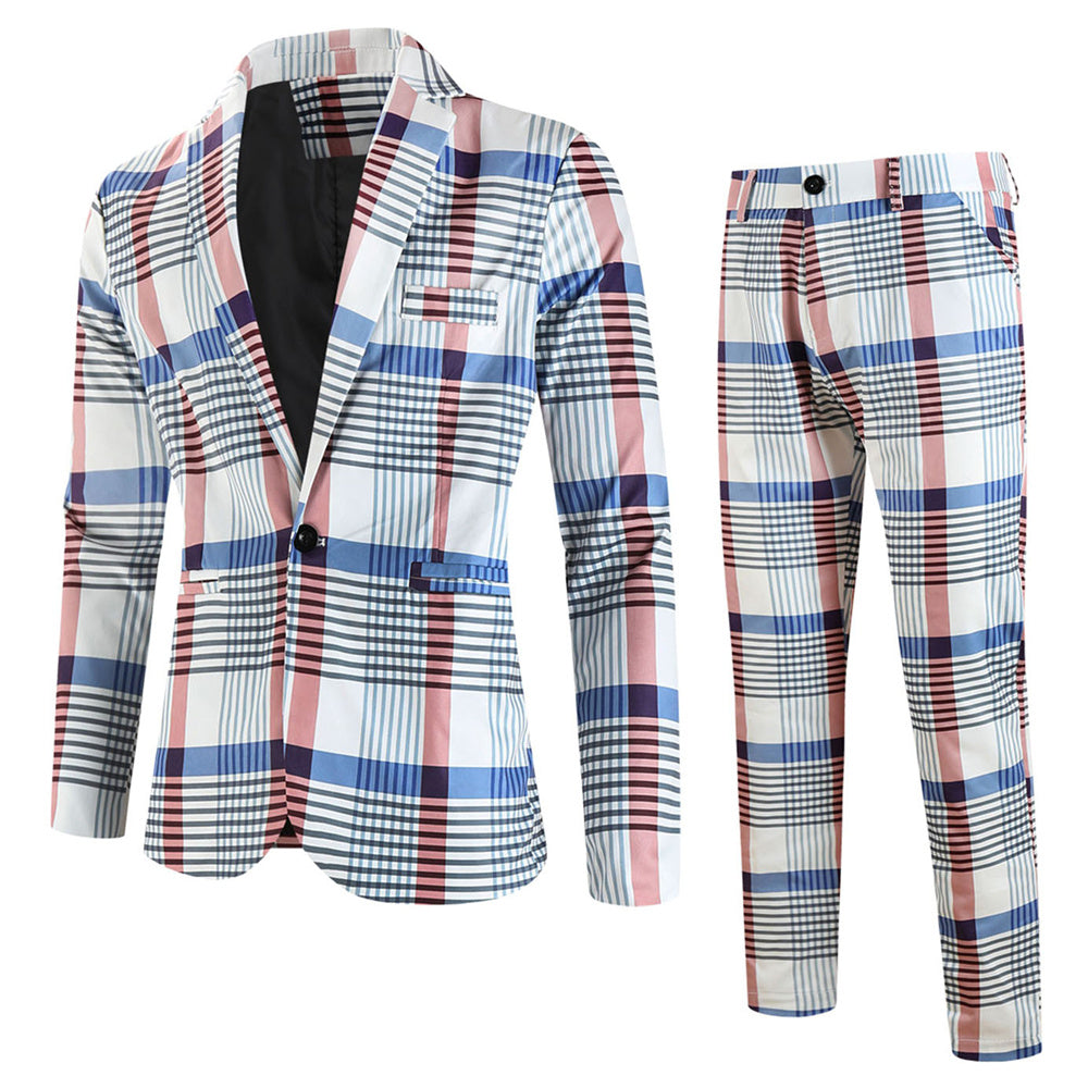 Men's Plaid Check Suit #2TZ6023 - Suits | Multicolour / M