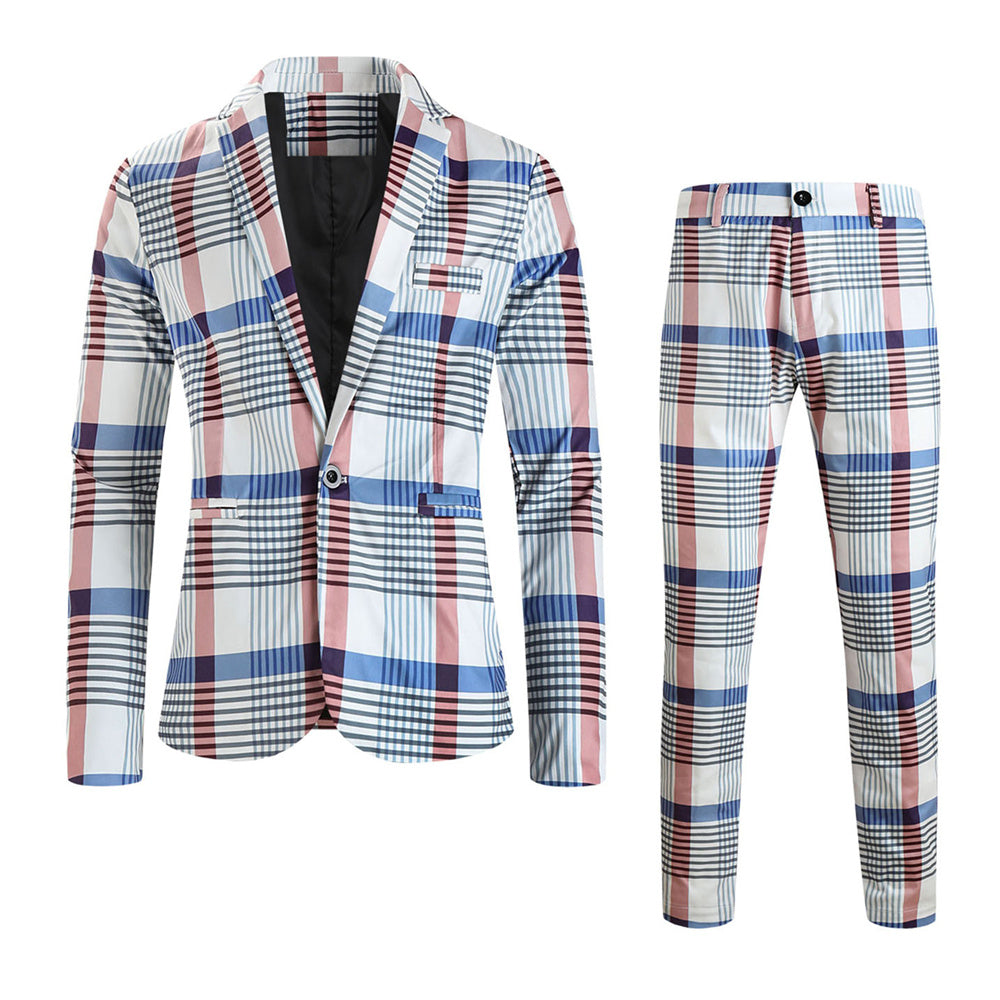 Men's Plaid Check Suit #2TZ6023 - Suits | Multicolour / M