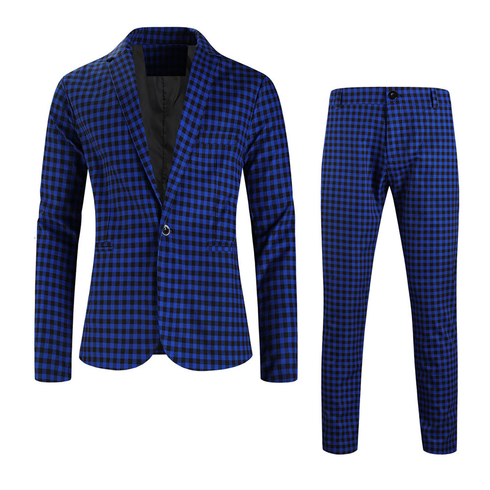 Men’s Plaid Suit #2TZ6032 - Suits | Royal Blue / M