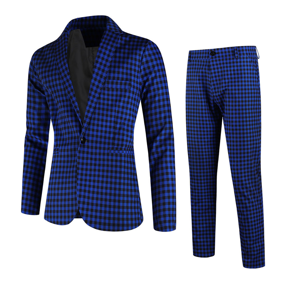 Men’s Plaid Suit #2TZ6032 - Suits | Royal Blue / M