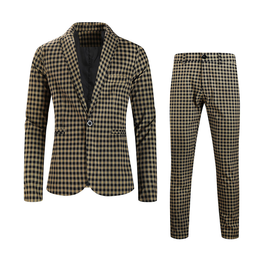 Men’s Plaid Suit #2TZ6032 - Suits | Khaki / M
