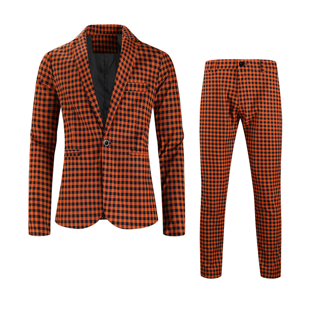 Men’s Plaid Suit #2TZ6032 - Suits | Orange / M