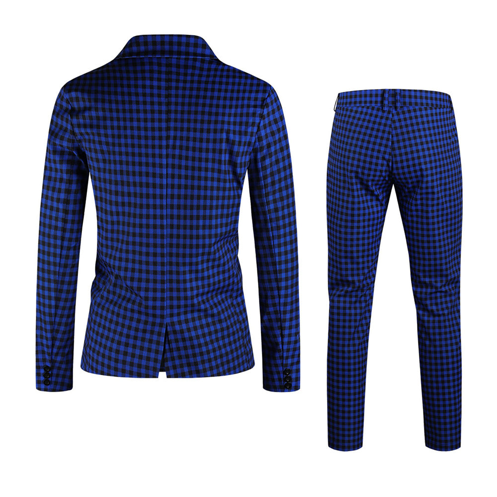 Men’s Plaid Suit #2TZ6032 - Suits | Royal Blue / M