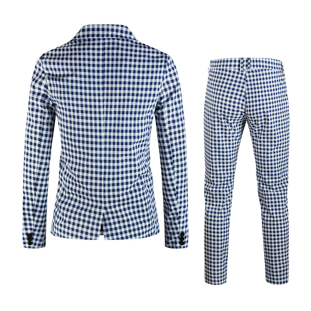 Men’s Plaid Suit #2TZ6032 - Suits | Royal Blue / M