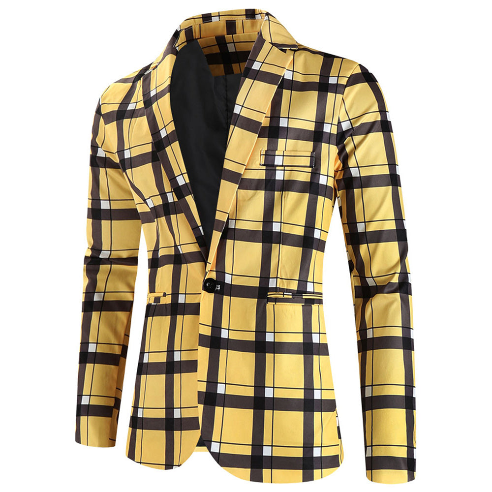 Men's Classic Plaid Blazer #X6020 - Blazers | Yellow / M