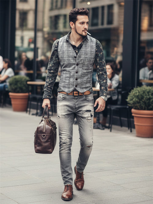Houndstooth Plaid Vest – Casual Smart Style