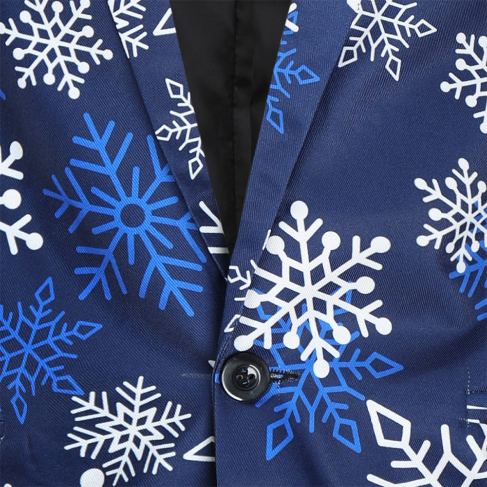 Men's Snowflake Print Blazer #X36 - Blazers | Blue / M